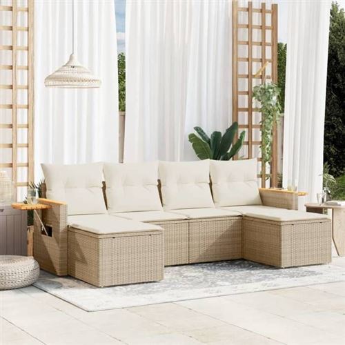Non Communiqué Beige Salon De Jardin Modulable Vidaxl Rotin 6 Personnes 6 Pieces