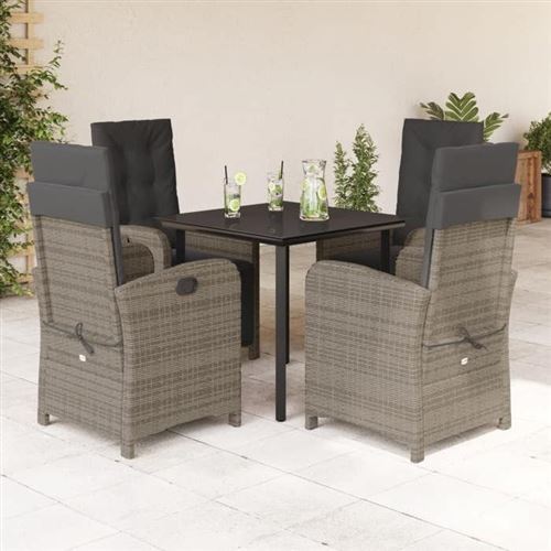 Vidaxl Gris Ensemble À Manger 5 Pcs - Image 2