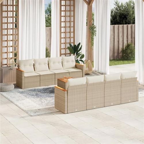 Vidaxl Beige Salon De Jardin 9 Pcs - Résine Tressée - Image 2