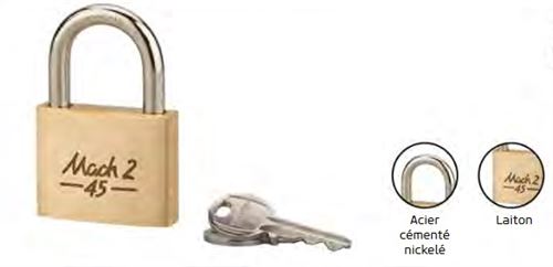 Cadenas à clé MACH 2 45 mm 2 clés - FTH - 063453