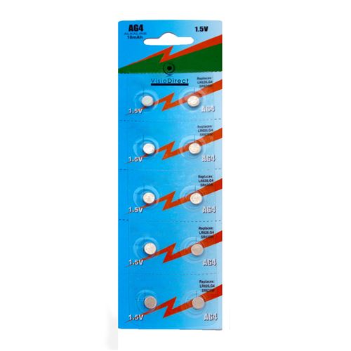 Lot de 10 Piles bouton plates Type AG4/G4 1,5V compatibles LR626 LR626SW 377A SR 626 SR377 G4 - Visiodirect -