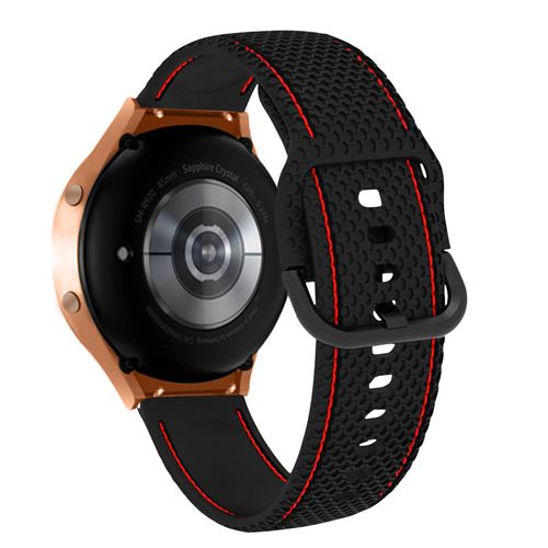 Avizar Noir/Rouge Bracelet Pour Galaxy Watch 5 / 5 Pro / 4 Silicone Coutures Bicolore - Image 3