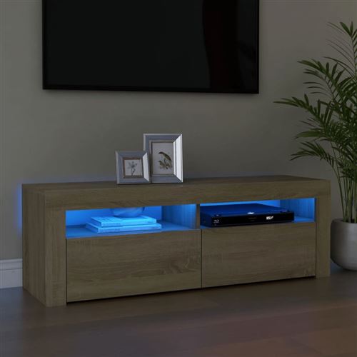 vidaXL Meuble TV avec lumières LED Chêne sonoma 120x35x40 cm