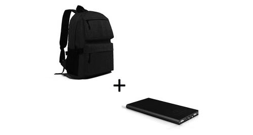 Pack pour iphone 13 pro (batterie plate 6000 mah 2 ports + sac a dos avec prise usb integre) (noir)