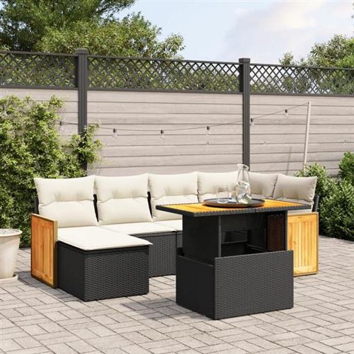 Non Communiqué Noir Vidaxl Salon De Jardin Avec Coussins 7 Pcs, Canapés De Terrasse, Ensemble De Meubles De Patio, Mobilier D'extérieur, 3274059