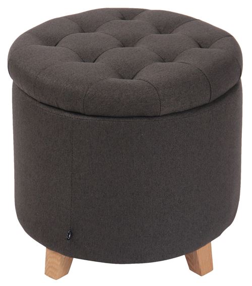 CLP Tabouret bas Marsa en tissu avec espace de rangement , Couleur Gris foncé