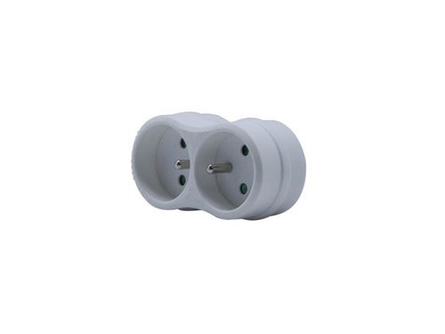 Generique Blanc Sans Marque Biplite Murale 2 Prises, 16A - Image 3