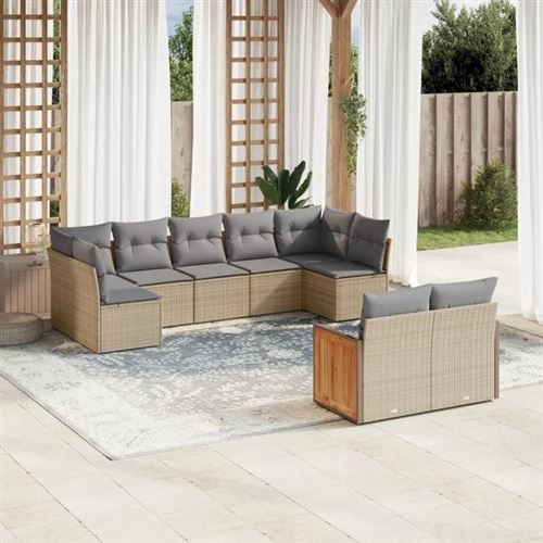 Non Communiqué Beige Vidaxl Salon De Jardin Avec Coussins 9 Pcs, Canapés De Terrasse, Ensemble De Meubles De Patio, Mobilier D'extérieur, 3227970