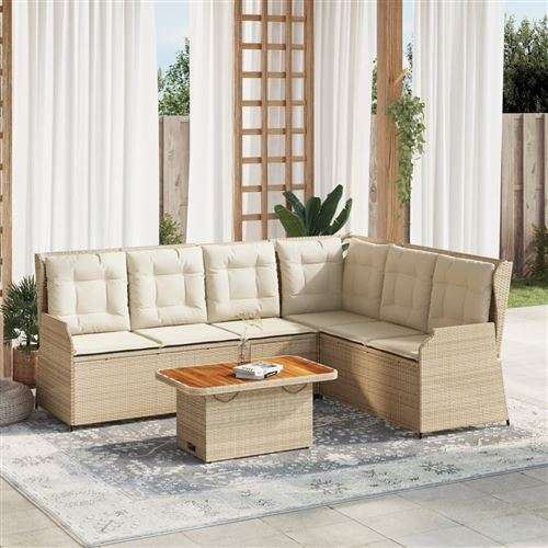 VIDAXL - Salon de Jardin - Résine Tressée - Beige - 5 Pièces - Image 2