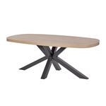 Table à manger CASTELLA ovale 210x100cm aspect bois piètement étoile métal noir