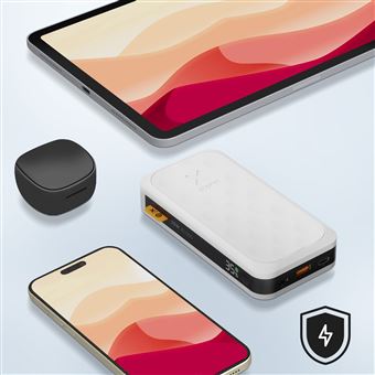 Batterie Externe Xtorm Fuel 5 Series 35W, 20 000mAh, 2x USB-C PD / 1x USB-A, Adapté aux voyages en avion, Compatible pour Samsung ou Android et iPhone ou Apple, Dusk White