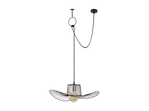 Suspension filaire en métal à hauteur réglable TELLIA - L.110 cm x H. 40/122 cm - Noir