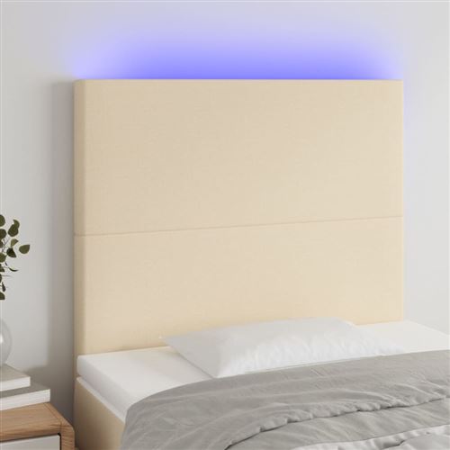 vidaXL Tête de lit à LED Crème 100x5x118/128 cm Tissu