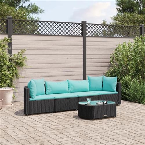 Non Communiqué Noir Salon De Jardin Modulable Vidaxl Rotin 2 Personnes 63 X 63 X 57 Cm 5 Pieces