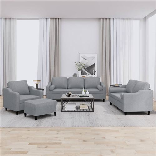 Non Communiqué Gris Clair Vidaxl Ensemble De Canapés 4 Pcs Coussins Tissu3201794
