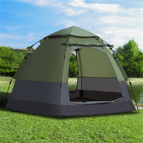 Outsunny Tente Pop up Tente de Camping 3-4 pers. Tente dôme étanche légère  ventilée Facile