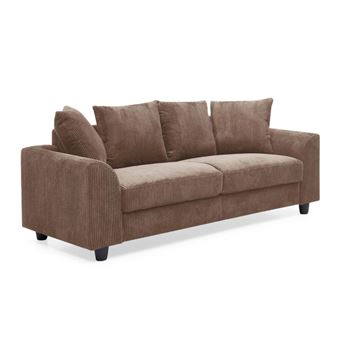 Canapé 3 Places en Velours Côtelé "Woodrow" 182cm Marron - 1