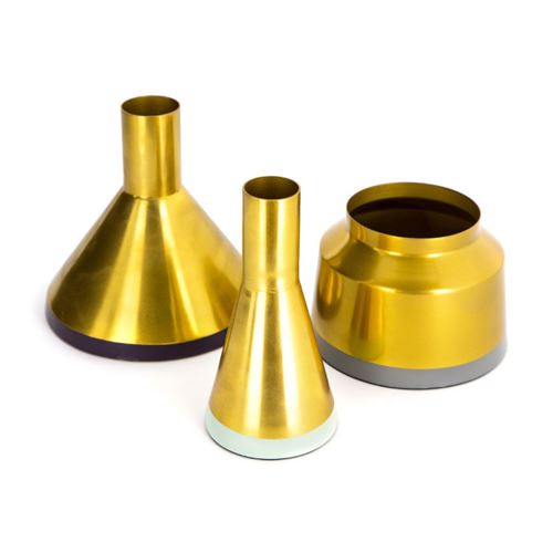 Non Communiqué Violet Lot De 3 Vases Déco "Culture" 16Cm & Or