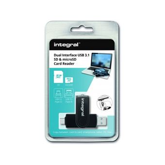 Integral - Lecteur de Cartes externe USB 3.1 Twin V3 (Noir
