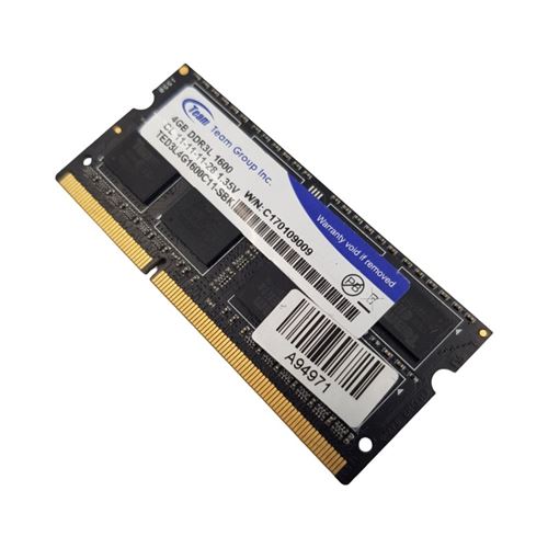 Barrette Mémoire 4Go Ram Ddr3 Team Group 4Go Ddr3L 1600 So-Dimm Ted3L4G1600C11-Sbk Pc3-12800 2Rx8