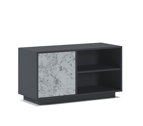 Meuble TV100 porte gche MARBRE,GRIS/M-BLANC95x40x51cm