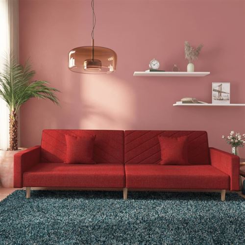 Non Communiqué Rouge Vidaxl Canapé-Lit À 2 Places Avec Deux Oreillers Bordeaux Tissu