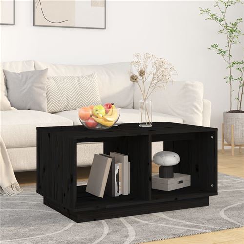 VIDAXL - Table basse - Bois massif - Noir - 80x50x40 cm - Image 2
