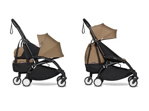 Babyzen - Poussette YOYO2 cadre noir pack 0+ 6+ et YOYO+ bag marron