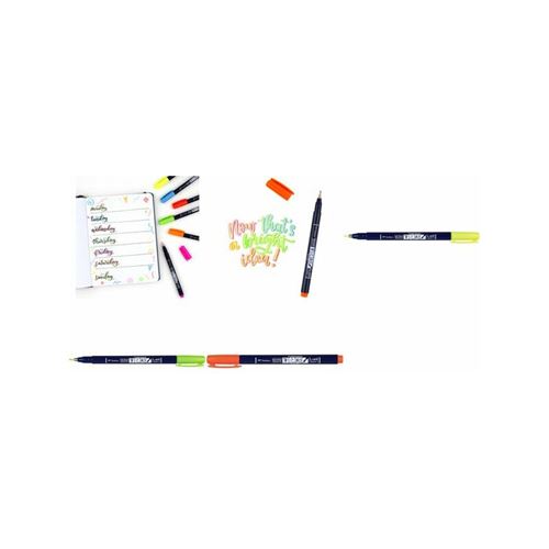 Tombow WS-BH91 Feutre brush Fudenosuke ""N&eacute;on Jaune"", Pointe Dure