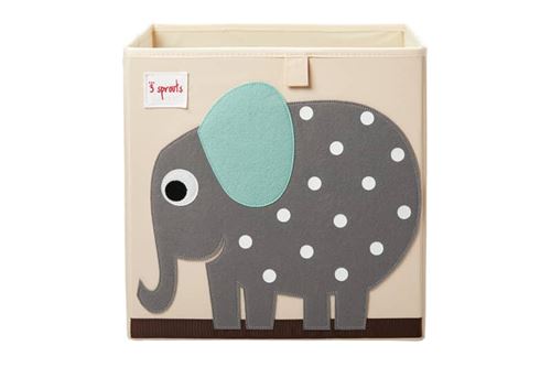 3 Sprouts Gris Boîte De Rangement Cube Eléphant - Image 2