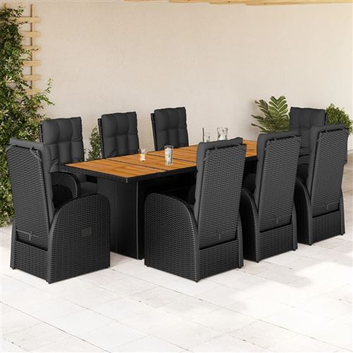 Non Communiqué Noir Vidaxl 9-Delige Tuinset Poly Rattan Zwart3277630
