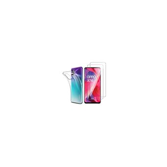 Coque pour Oppo A74 5G et 2 Verres Trempé - Protection Silicone Souple Film Vitre Protection Ecran Phonillico® - 1