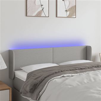 vidaXL Hoofdbord LED 147x16x78/88 cm stof lichtgrijs3122954 - 1