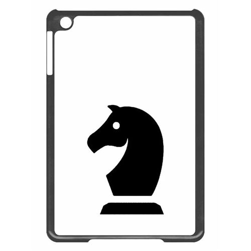 Coque tablette My-Kase pour iPad mini 2 - jeu echec cavalier noir fond blanc - Plastique Noir