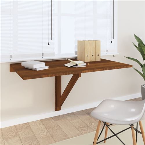 vidaXL Table murale pliable Chêne marron 100x60x56cm Bois d'ingénierie