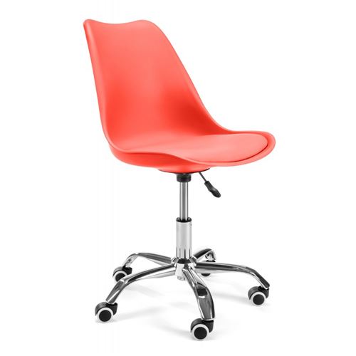 LUMIE - Chaise de bureau pivotant moderne pour enfant cuir éco - Rouge