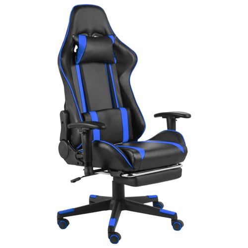 Vidaxl chaise de jeu pivotante avec repose-pied bleu pvc