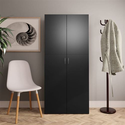 vidaXL Armoire à chaussures Noir 80 x 35,5 x 180 cm Aggloméré