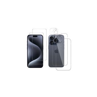 Verre Trempé écran et arrière pour iPhone 15 PRO MAX et Protection Caméra [Pack 2] Film Vitre Protection Phonillico® - 1