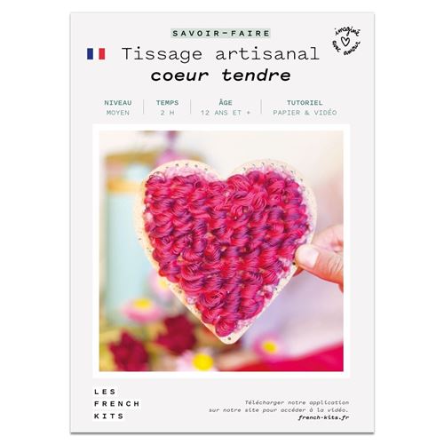 Coffret DIY - Coeur rouge et rose à tisser - French Kits