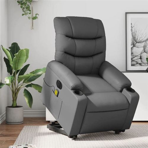vidaXL - Fauteuil de relaxation - Électrique - Inclinable - Massage - Gris - Image 2