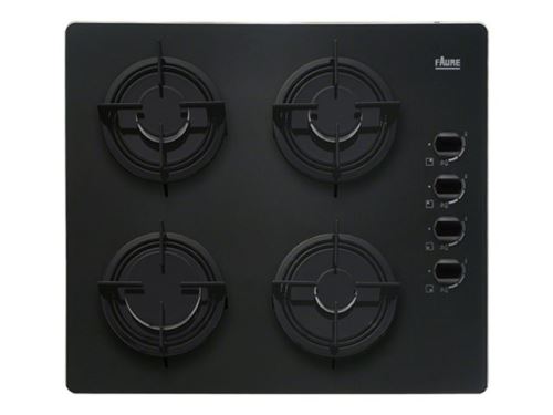 Faure FGO62414BA - Table de cuisson au gaz - 4 plaques de cuisson - Niche - largeur : 55 cm - profondeur : 47 cm - noir