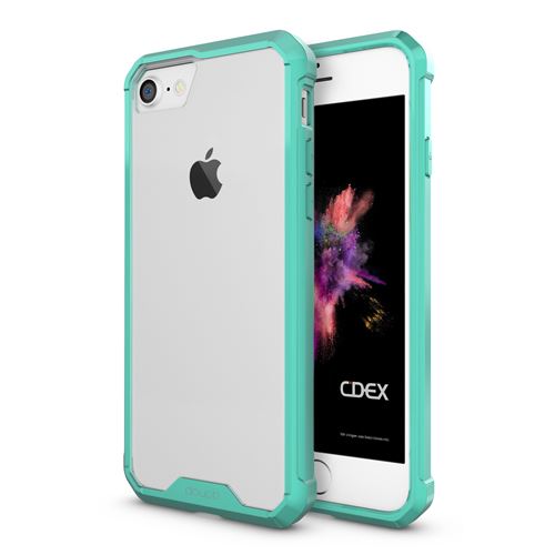 doupi PerfectFit AirClear Coque pour iPhone 8 / 7 (4,7 pouces), Crystal Clear Case arrière BackCase et Pare-chocs de protection cadre Cover, turquoise