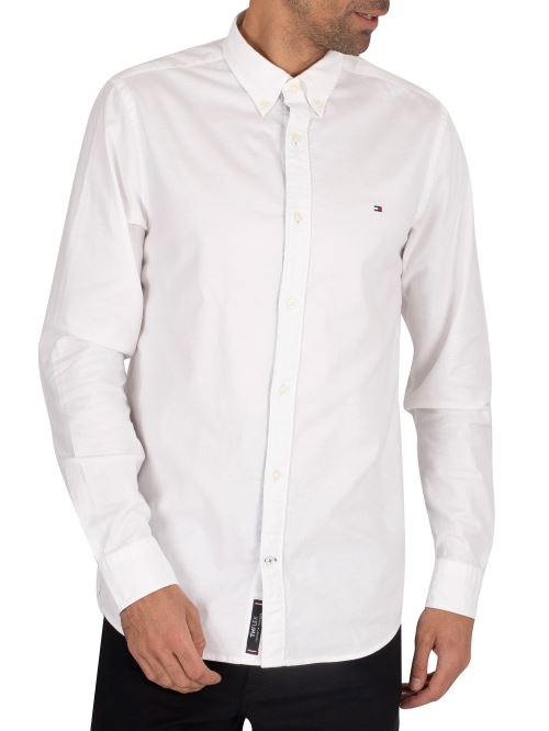 Tommy Hilfiger Pour des hommes Chemise Oxford extensible coupe slim, blancL