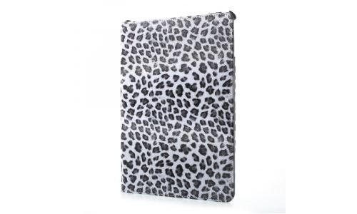 Etui aspect cuir léopard blanc sur support rotatif iPad 2017 / iPad 2018