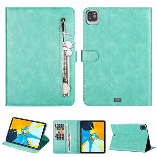 Etui en PU poche zippée avec support vert pour votre Apple iPad Pro 11 pouces (2018)/iPad Pro 11 pouces (2020)