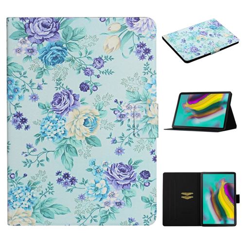 Etui en PU impression de motifs de fleurs avec support et porte-cartes fleur mauve pour votre Samsung Galaxy Tab S6 SM-T860/T865
