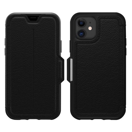 OtterBox Strada Series - Flip cover voor mobiele telefoon - leer, polycarbonaat - schaduwzwart - voor Apple iPhone 11