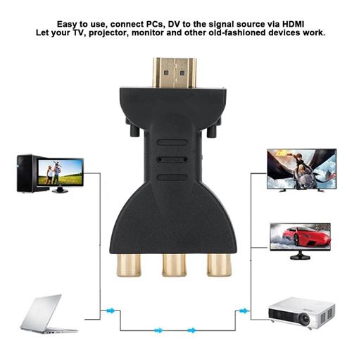 Câble adaptateur HDMI mâle vers RCA mâle RVB vers 3 pour convertisseur  audio/vidéo HD en composantes audio/vidéo mâle de 1,5 M.