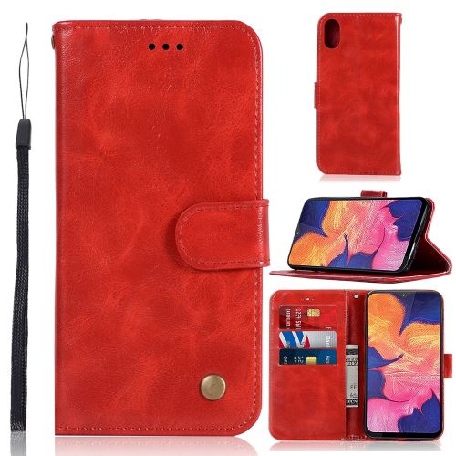 Etui en PU premium vintage avec support rouge pour votre Samsung Galaxy A10e